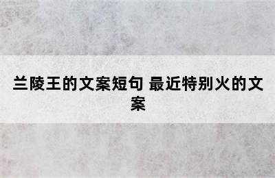 兰陵王的文案短句 最近特别火的文案